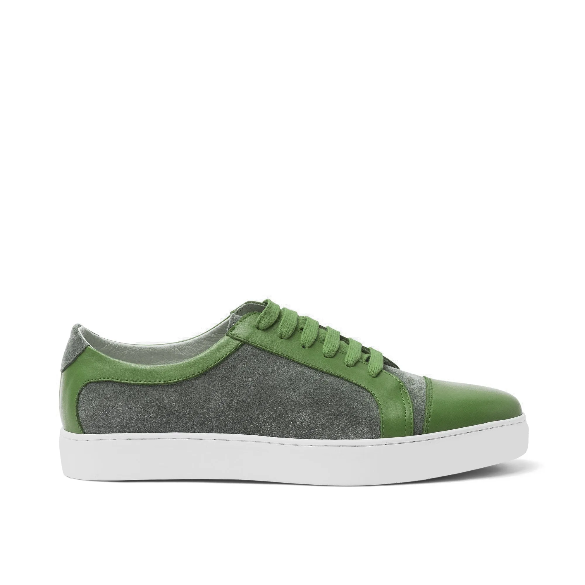 Height Increasing Green Leather and Grey Suede Angus Lace Up Sneakers sold by Costoso Italiano product image thumbnail 2