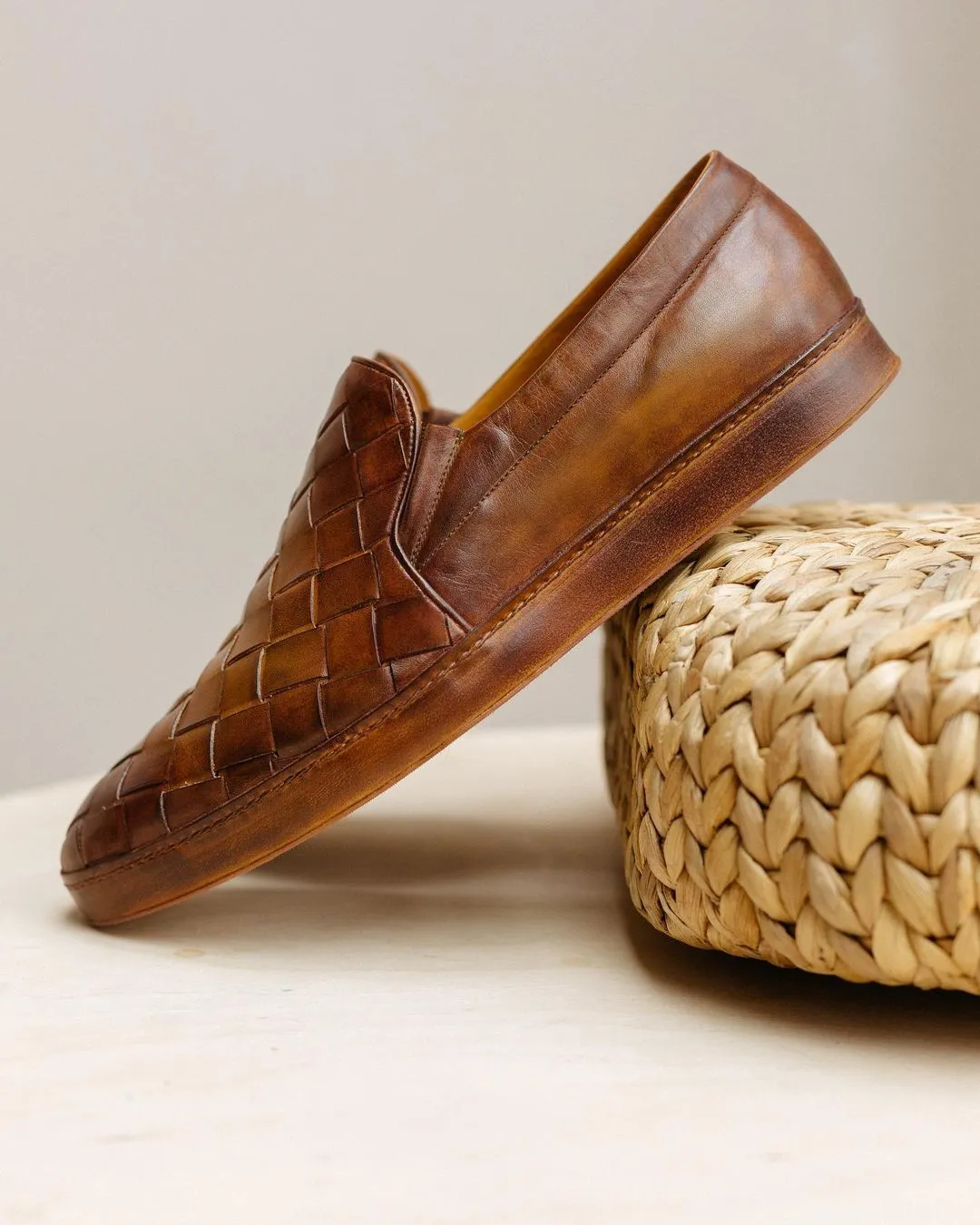 Luxury Edition - Artisian Made Braided Tan Italian Leather Creeves Slip On Loafers sold by Costoso Italiano product image thumbnail 3