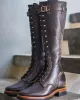 Tan Long Lace-Up Over-the-Knee Oracles Leather Boots sold by Costoso Italiano