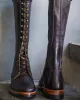 Tan Long Lace-Up Over-the-Knee Oracles Leather Boots sold by Costoso Italiano