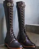 Tan Long Lace-Up Over-the-Knee Oracles Leather Boots sold by Costoso Italiano