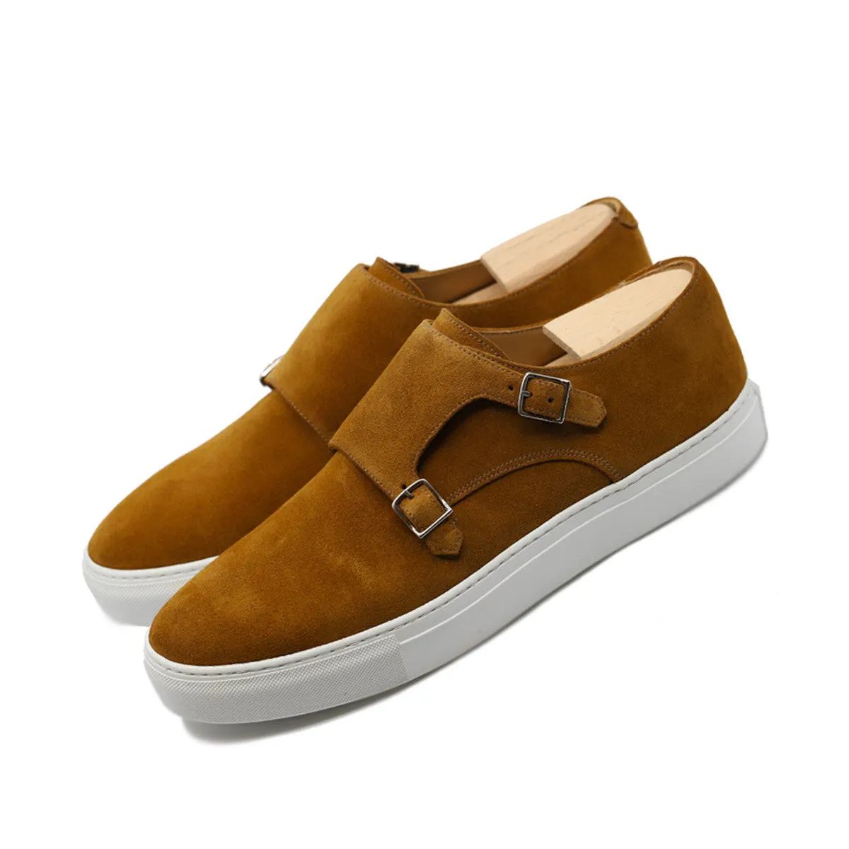 Tan Suede Ferrol Monk Strap Sneakers sold by Costoso Italiano