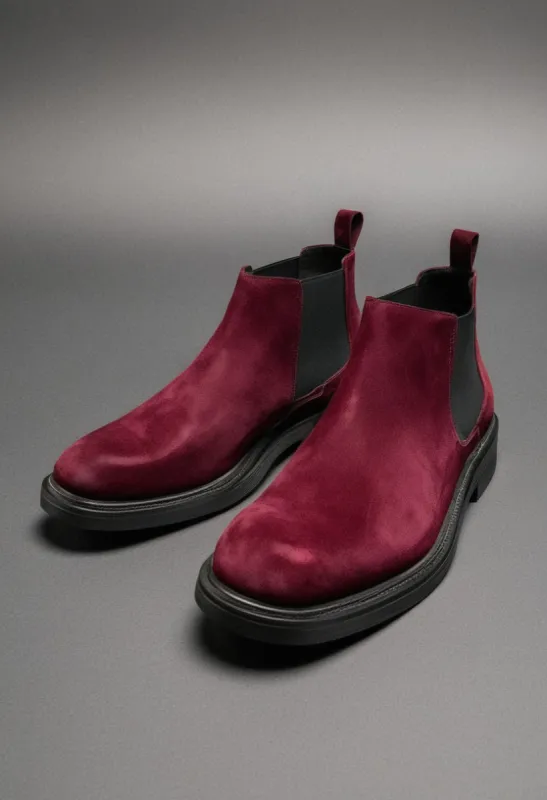 Burgundy Suede Leather Grayson Chelsea Boot sold by Costoso Italiano