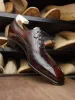 Height Increasing BURGUNDY BROWN LEATHER MODENA BROGUE WINGTIP OXFORD SHOE sold by Costoso Italiano