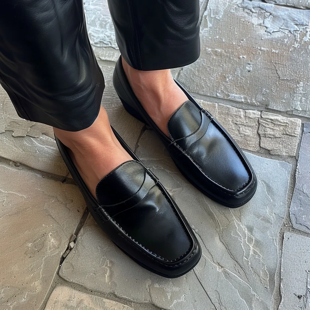 Black Leather Slip-On Loafers - Summer 2024 Collection sold by Costoso Italiano