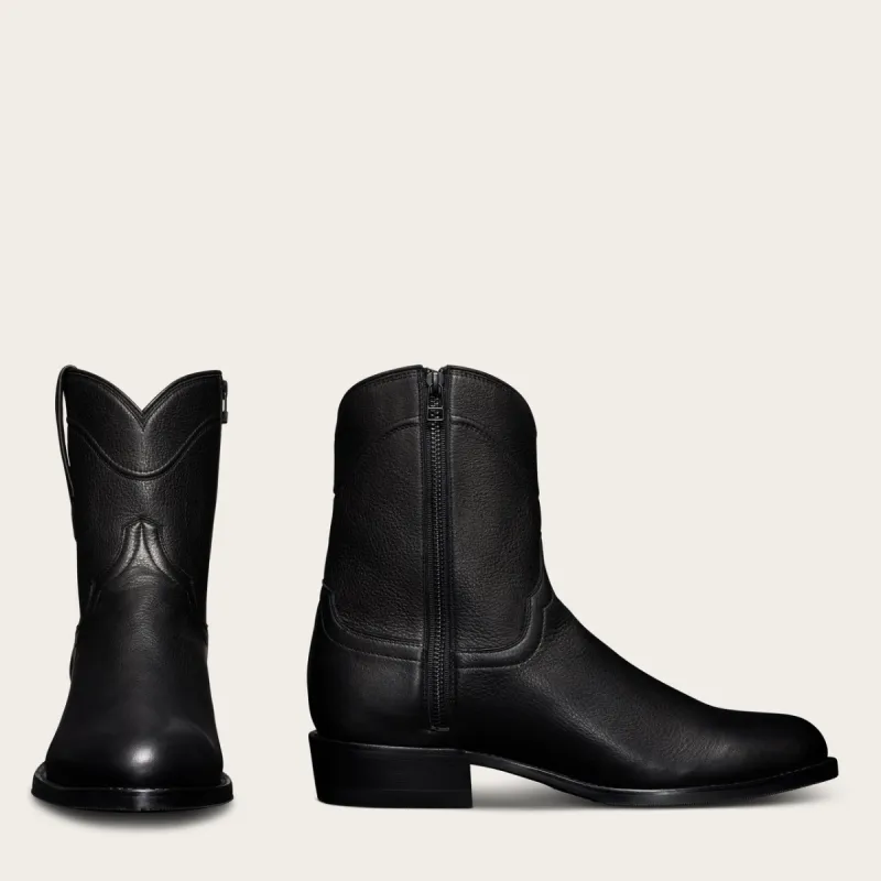 Black Leather Bastrop Slip On Zipper Western Cowboy Boots - AW24: The Royale Collection sold by Costoso Italiano