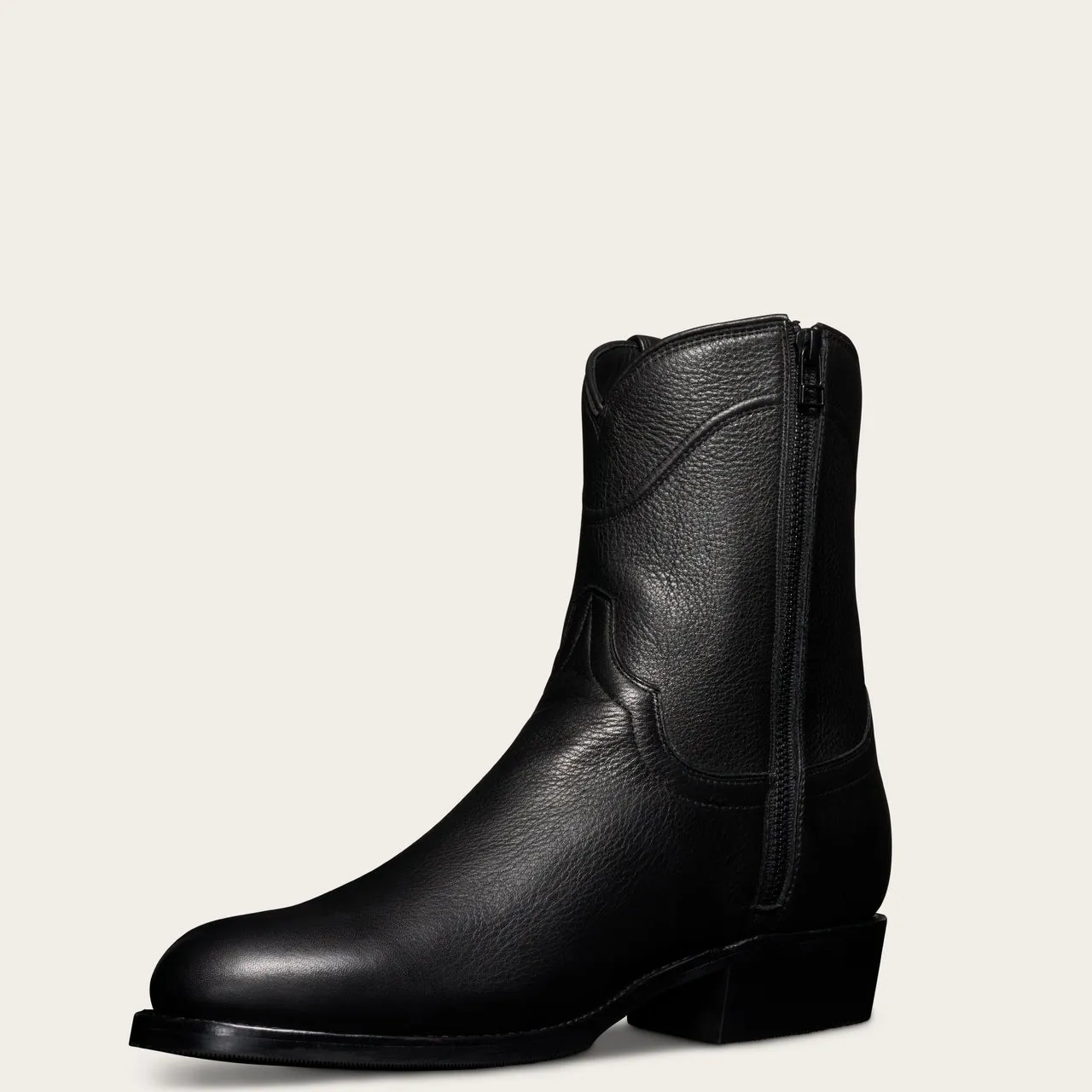 Black Leather Bastrop Slip On Zipper Western Cowboy Boots - AW24: The Royale Collection sold by Costoso Italiano product image thumbnail 2