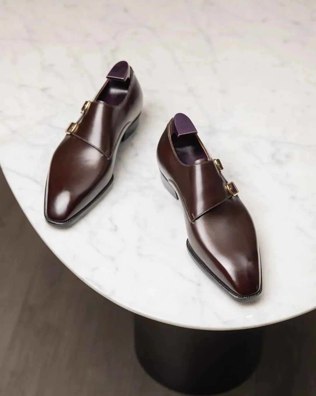 Brown Leather Valencia Buckle Double Monk Straps - AW24 sold by Costoso Italiano product image thumbnail 3