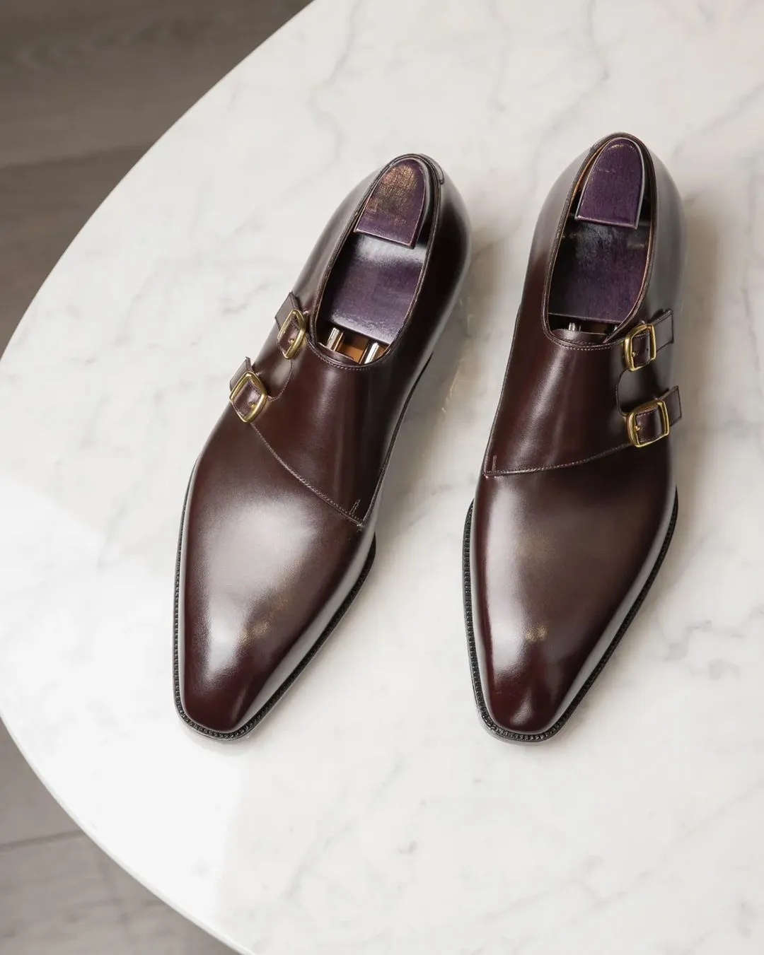 Brown Leather Valencia Buckle Double Monk Straps - AW24 sold by Costoso Italiano