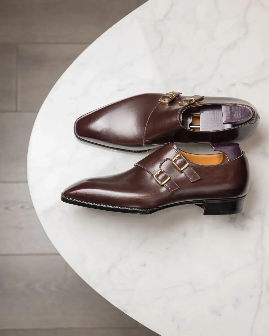 Brown Leather Valencia Buckle Double Monk Straps - AW24 sold by Costoso Italiano product image thumbnail 2