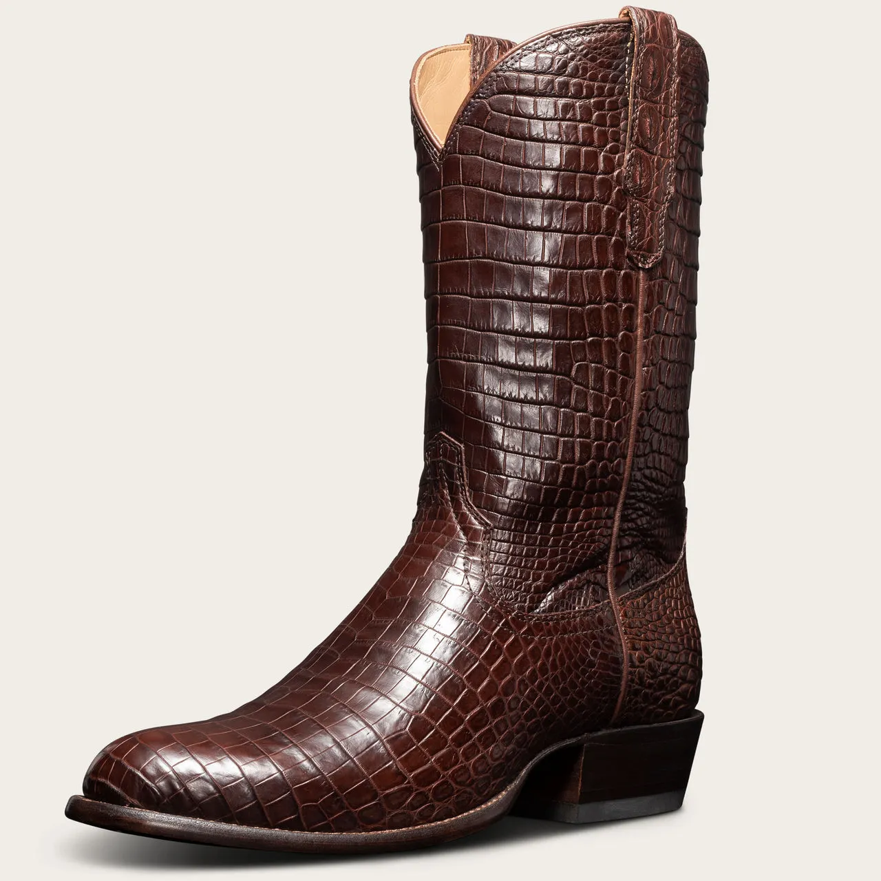 Brown Croc Print Leather Hargrave Slip On Zipper Western Cowboy Boots - AW24 sold by Costoso Italiano product image thumbnail 2
