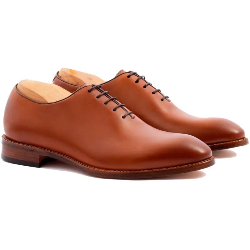 Tan Leather Drayton One Cut Oxfords - Formal Shoes sold by Costoso Italiano