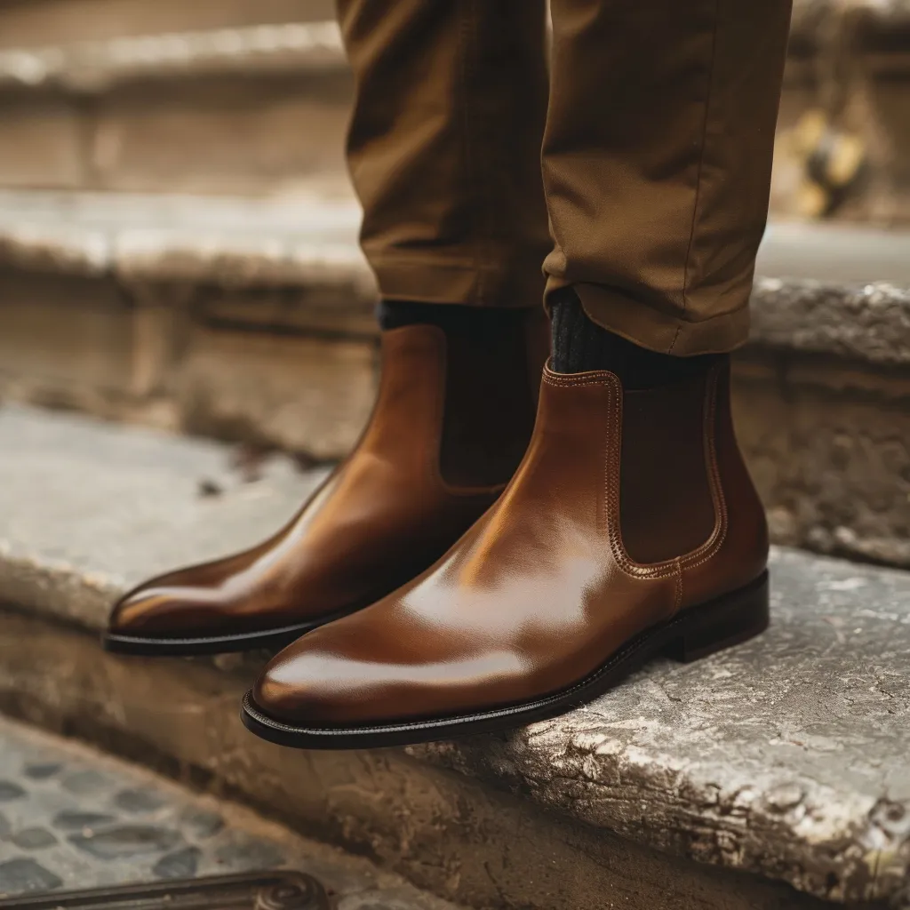 Brown Leather Downtown Swagger Slip-On Chelsea Boots - Summer 2024 Collection sold by Costoso Italiano product image thumbnail 2