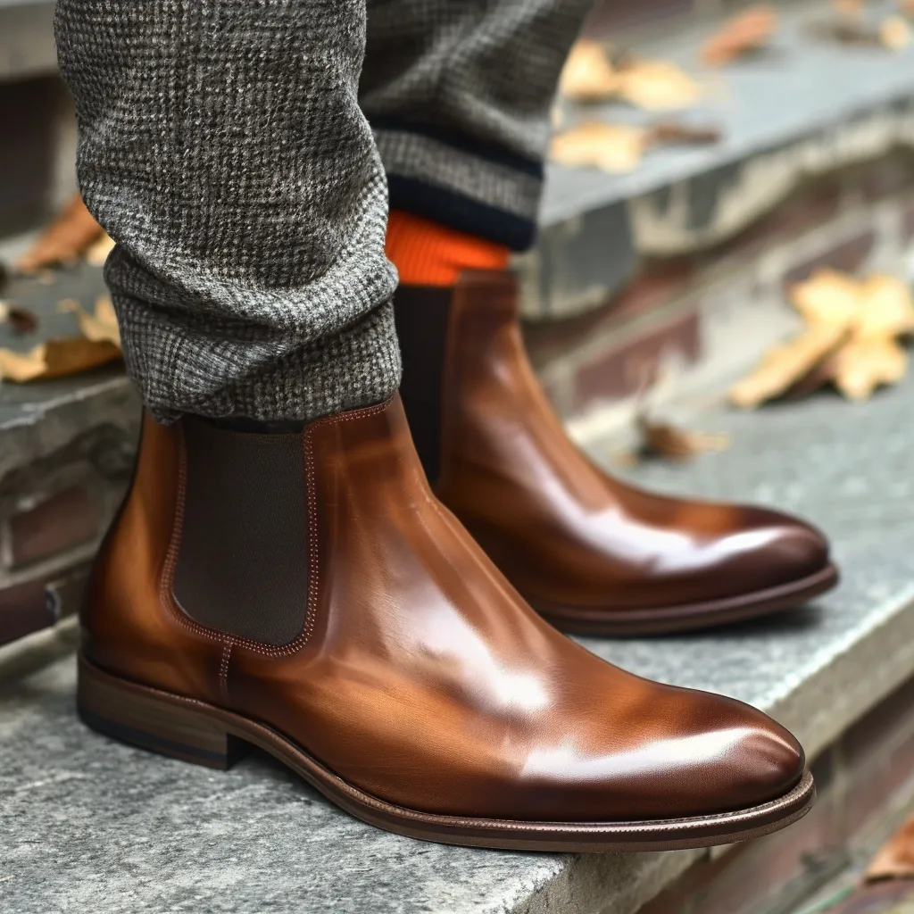 Brown Leather Downtown Swagger Slip-On Chelsea Boots - Summer 2024 Collection sold by Costoso Italiano product image thumbnail 3