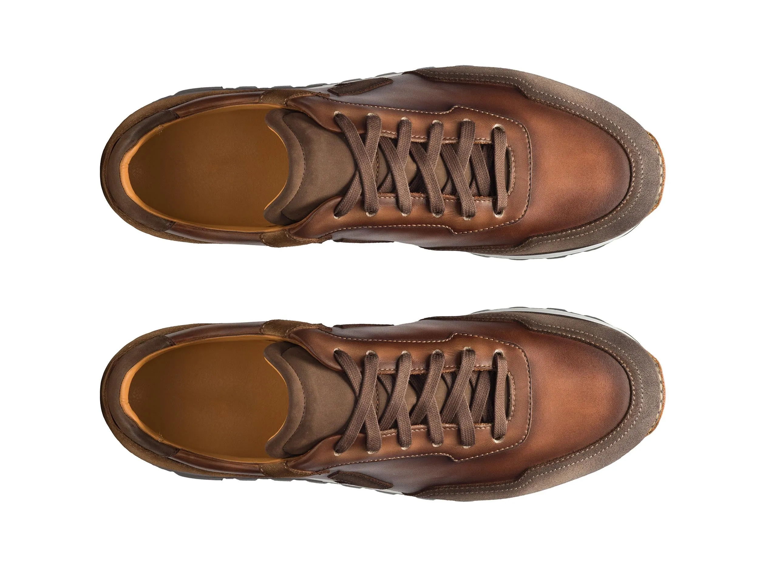 Height Increasing Brown Suede and Leather Laivai Lace Up Running Sneaker Shoes sold by Costoso Italiano product image thumbnail 3
