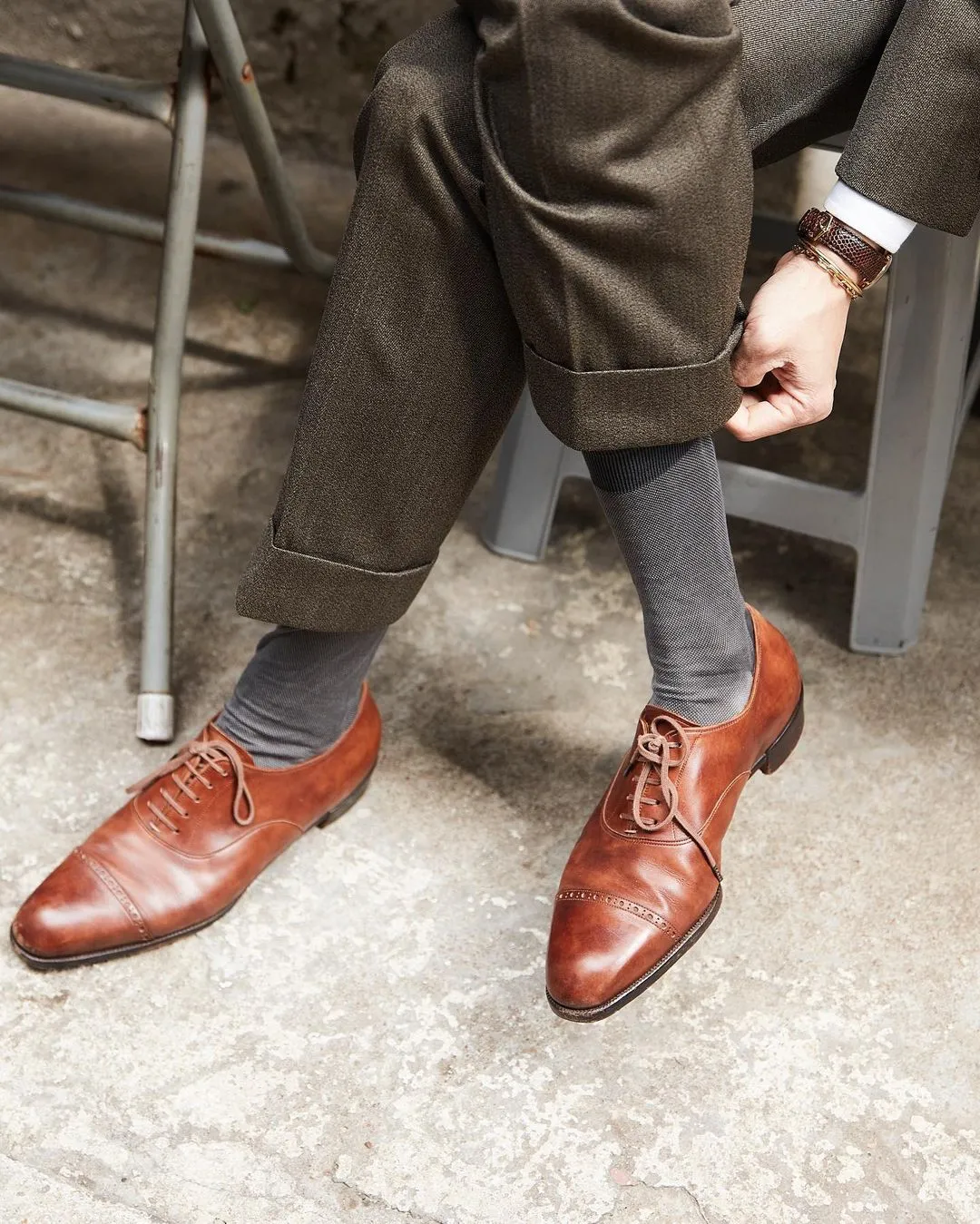 Tan Leather Rowena Brogue Toecap Oxfords - Formal Shoes - SS23 sold by Costoso Italiano