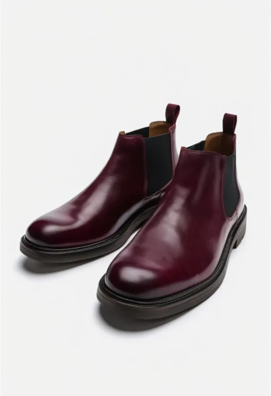 Burgundy Leather Grayson Chelsea Boot sold by Costoso Italiano
