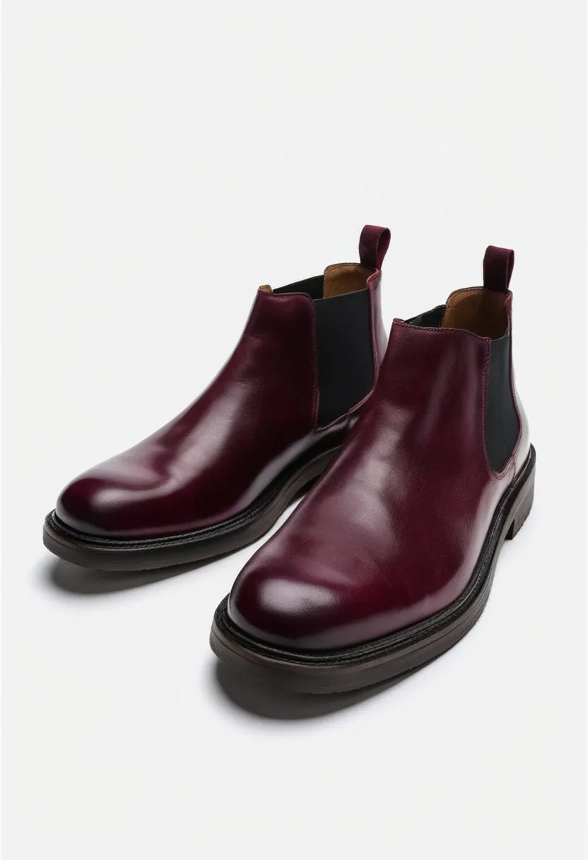 Burgundy Leather Grayson Chelsea Boot sold by Costoso Italiano