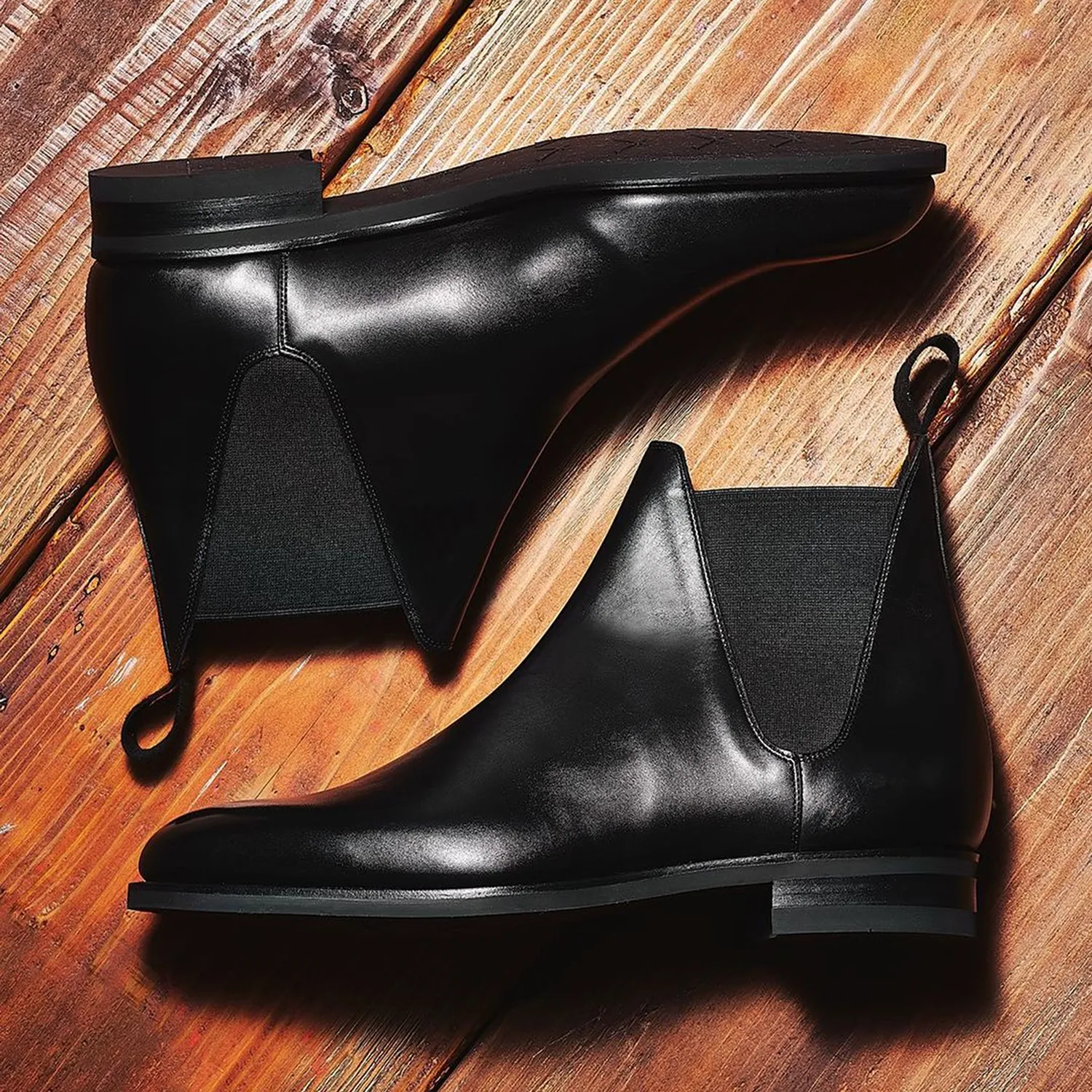 Black Leather Vratsa Slip On Chelsea Boots sold by Costoso Italiano