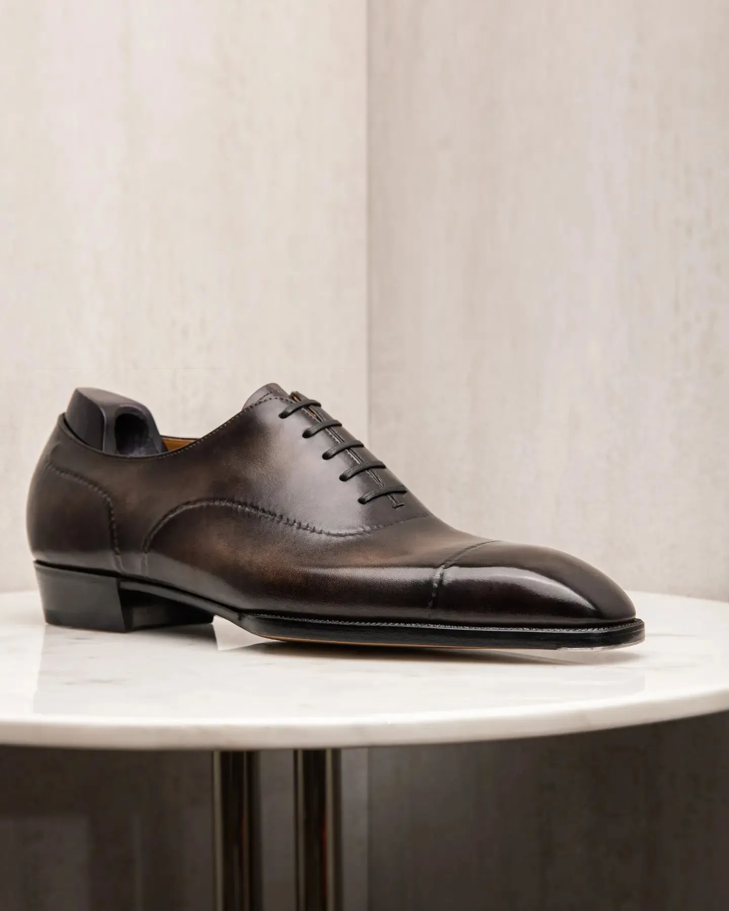 Brown Leather Oxford Suave Step Lace Up Shoes - Summer 2024 Collection sold by Costoso Italiano