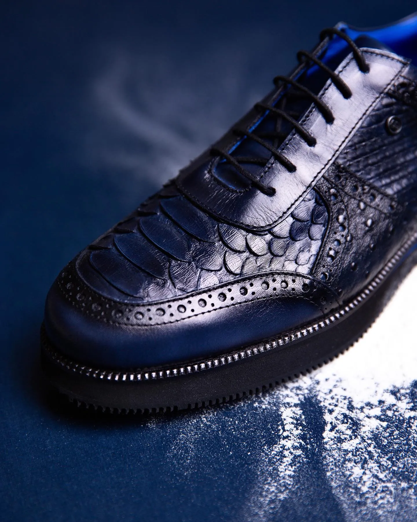 Dark Navy Blue Leather Lace Up BlancWalk Sneakers - Summer 2024 Collection sold by Costoso Italiano product image thumbnail 3
