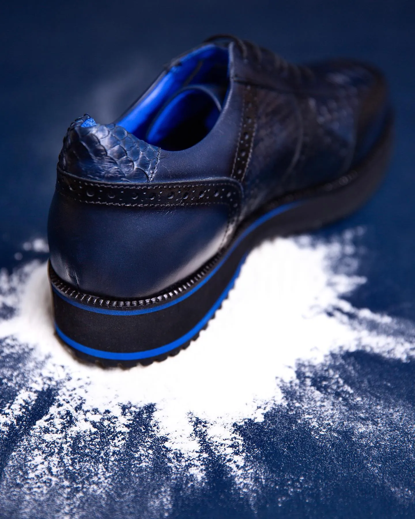 Dark Navy Blue Leather Lace Up BlancWalk Sneakers - Summer 2024 Collection sold by Costoso Italiano product image thumbnail 2