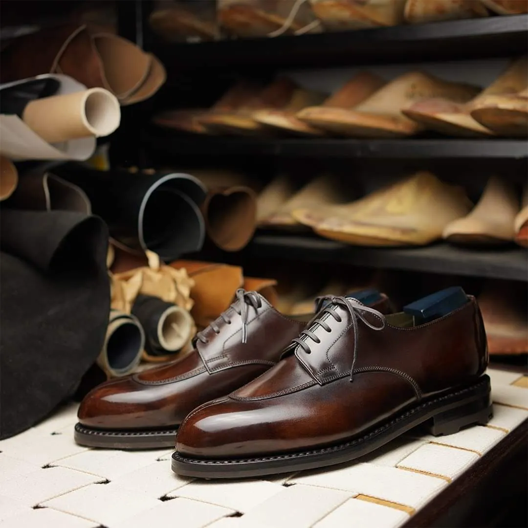 Brown Leather Elspeth Derby Shoes - Formal Shoes sold by Costoso Italiano
