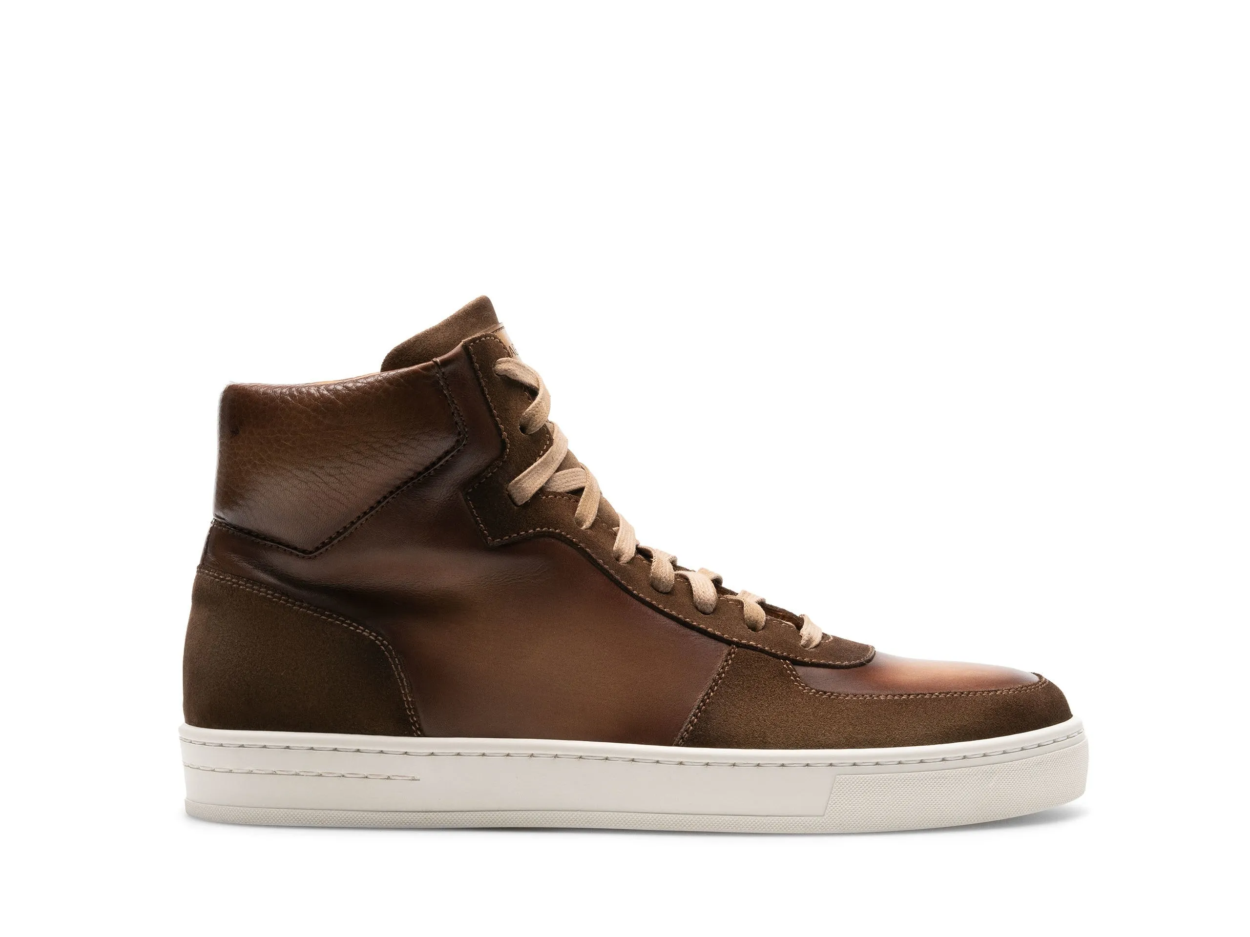 Height Increasing Brown Leather and Suede Porirua High Top Sneaker Boots sold by Costoso Italiano product image thumbnail 2