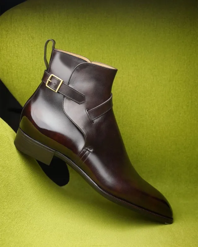 Brown Leather Albon Slip On Jodhpur Boots sold by Costoso Italiano