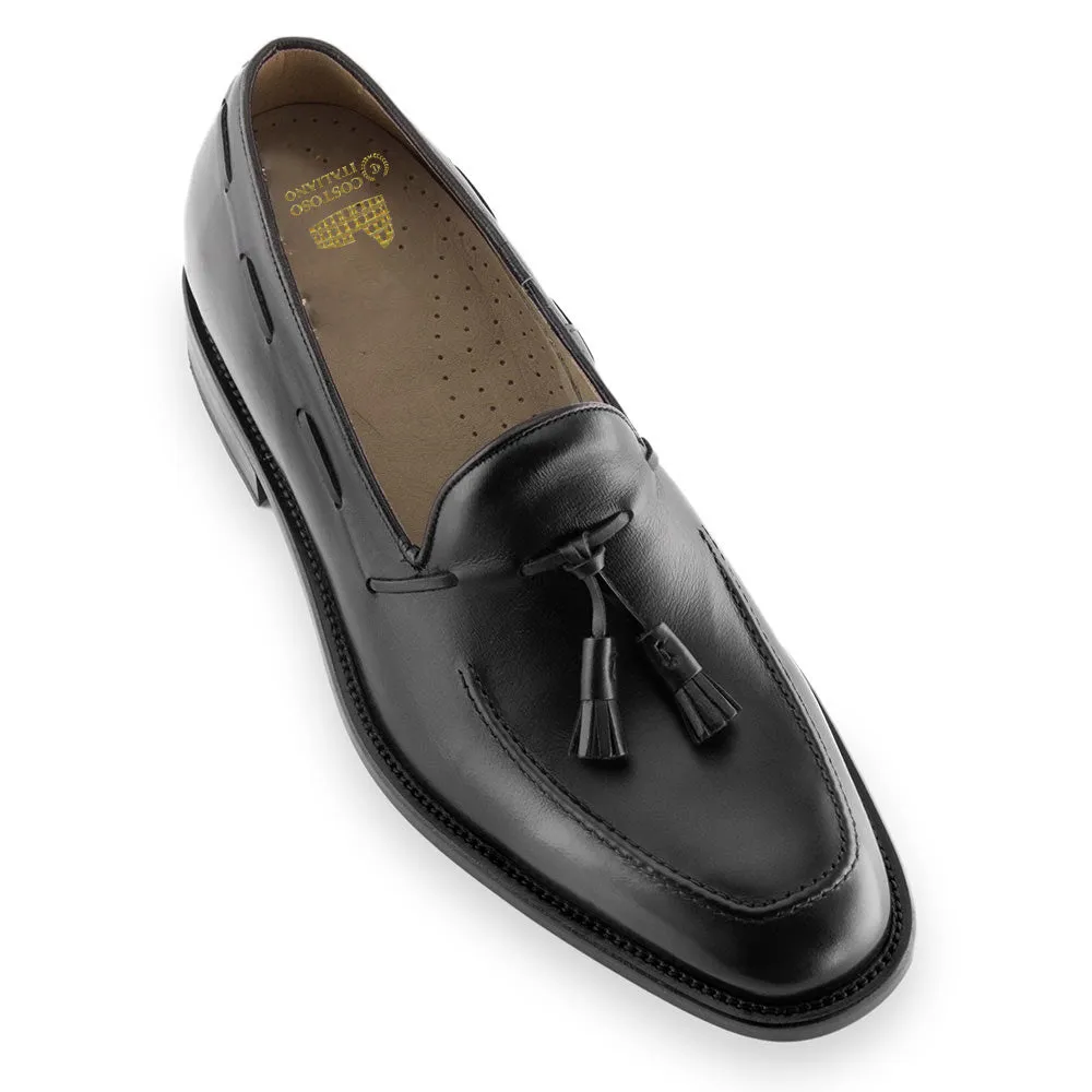 Height Increasing Black Leather Stanley Tassel Loafers sold by Costoso Italiano product image thumbnail 2