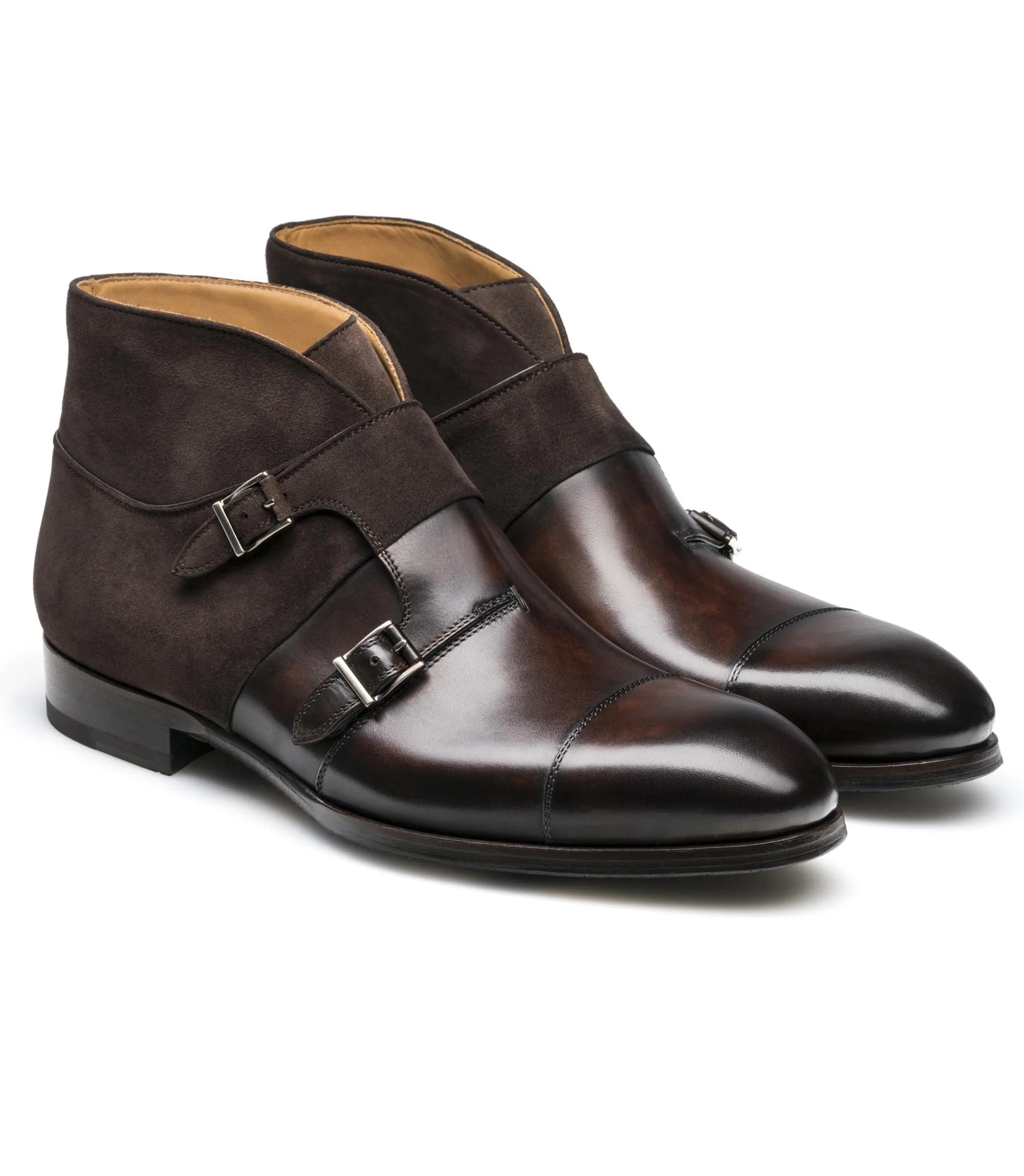 Brown Leather Batasang Monk Strap Boots sold by Costoso Italiano