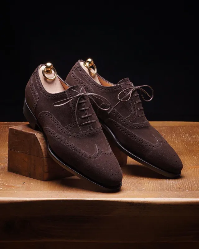 Brown Suede Rene Brogue Oxfords Shoes sold by Costoso Italiano