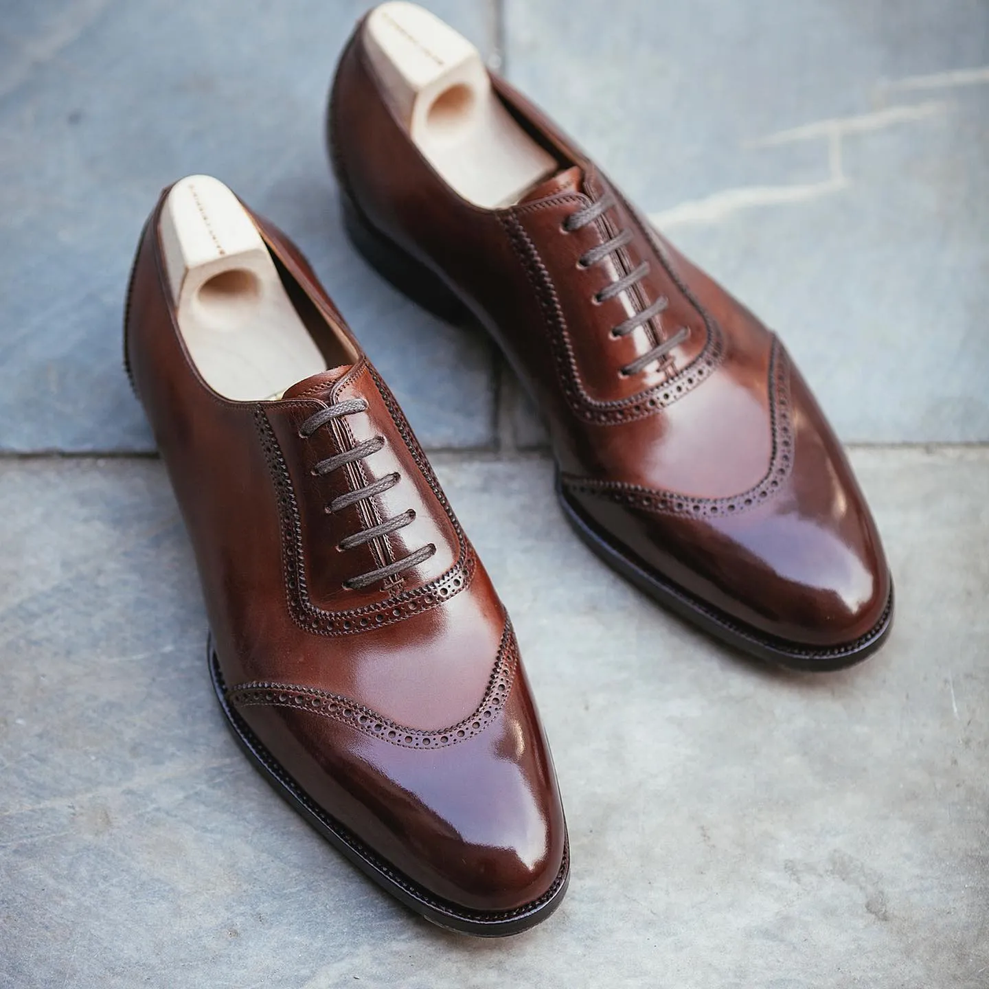 Green Leather Woodford Balmoral Toe Cap Oxfords - Formal Shoes sold by Costoso Italiano