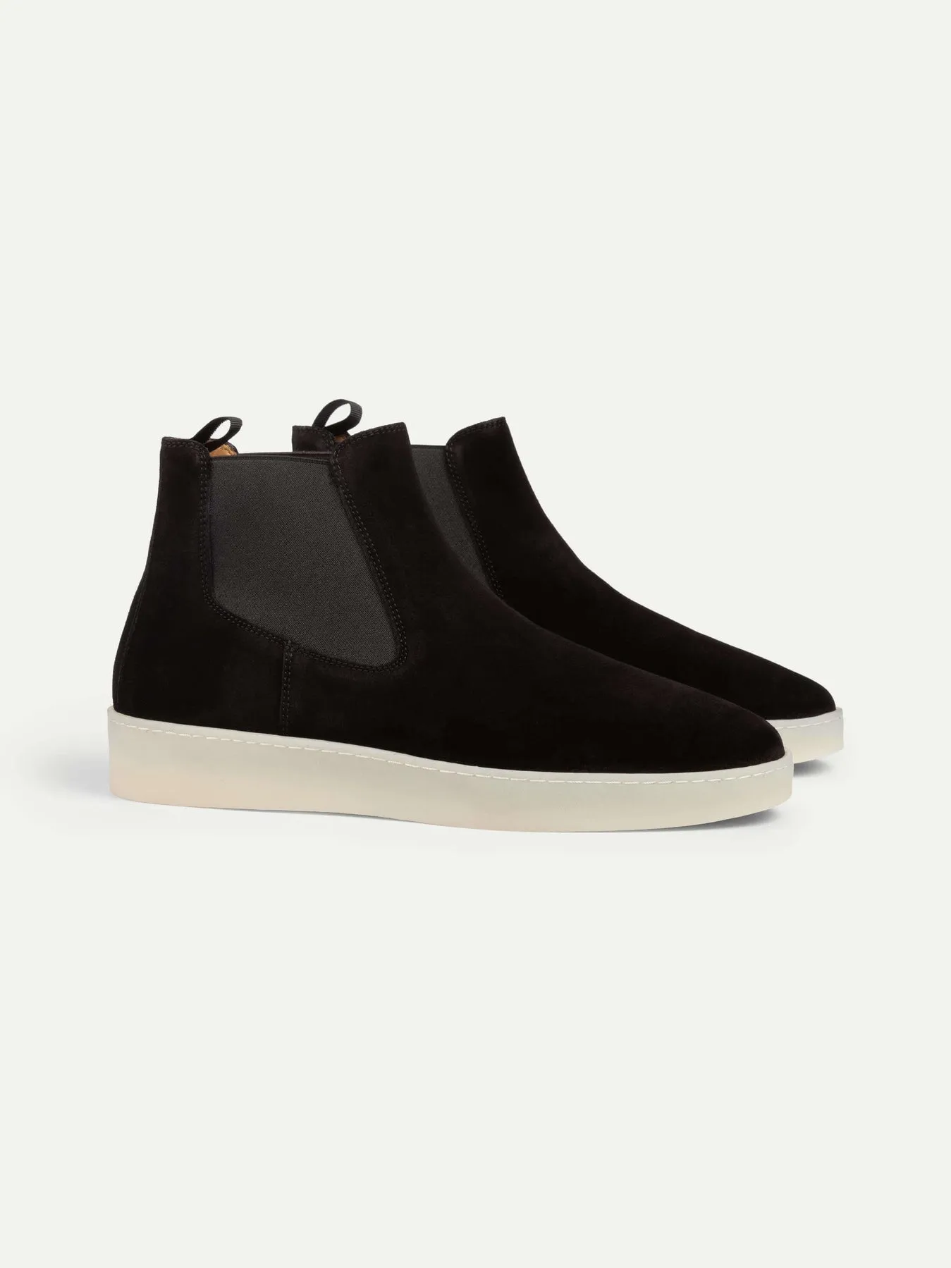 Black Suede Caleros Chelsea Boots with White Sole - Summer 2024 Collection sold by Costoso Italiano