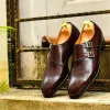 Brown Leather Marbella Buckle Double Monk Straps - AW24 sold by Costoso Italiano