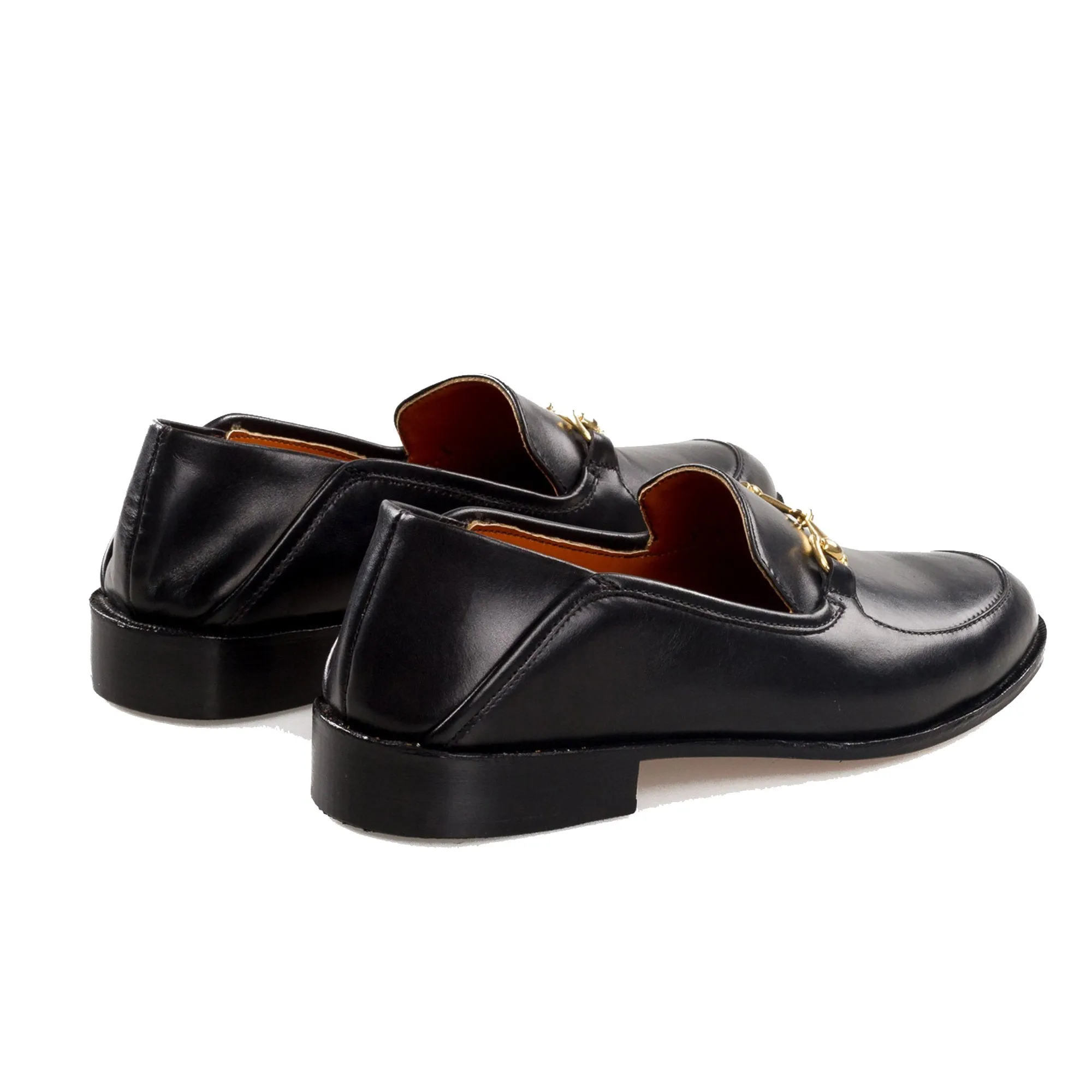 Height Increasing Black Leather Penela Horsebit Collapsible Loafer Slippers sold by Costoso Italiano product image thumbnail 4