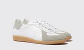 Height Increasing White Leather and Grey Suede Devin Lace Up Sneakers - Summer 2024 Collection sold by Costoso Italiano
