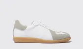 Height Increasing White Leather and Grey Suede Devin Lace Up Sneakers - Summer 2024 Collection sold by Costoso Italiano