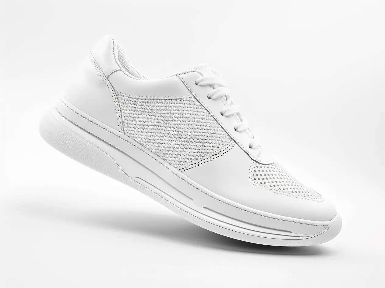 Height Increasing White Leather Foxton Lace Up Running Sneakers - Summer 2024 Collection sold by Costoso Italiano