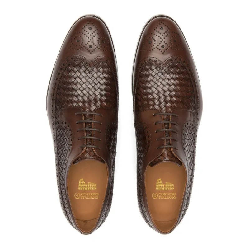 Flat Feet Shoes - Brown Leather Norwood Brogue Derby Shoes with Arch Support sold by Costoso Italiano