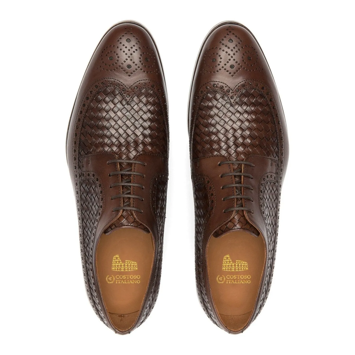 Flat Feet Shoes - Brown Leather Norwood Brogue Derby Shoes with Arch Support sold by Costoso Italiano