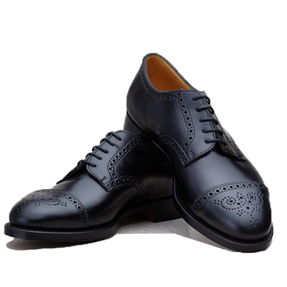 Height Increasing Black Leather Friars Brogue Derby Shoes sold by Costoso Italiano product image thumbnail 3