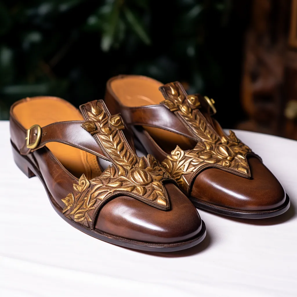 Luxury Edition - Artisian Made Brown Italian Leather Hand Work Zardozi Peshawari Loafers | Wedding Shoes for Groom | Shoes for Haldi Mehendi Sangeet sold by Costoso Italiano