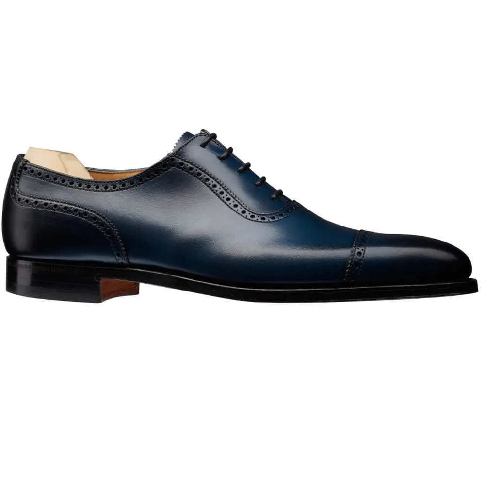 Navy Blue Leather Clapton Brogue Oxfords sold by Costoso Italiano