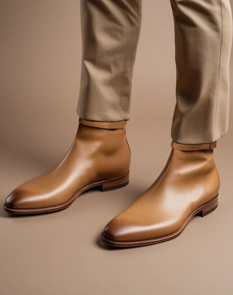Tan Leather Cracio Slip On Jodhpur Boots sold by Costoso Italiano