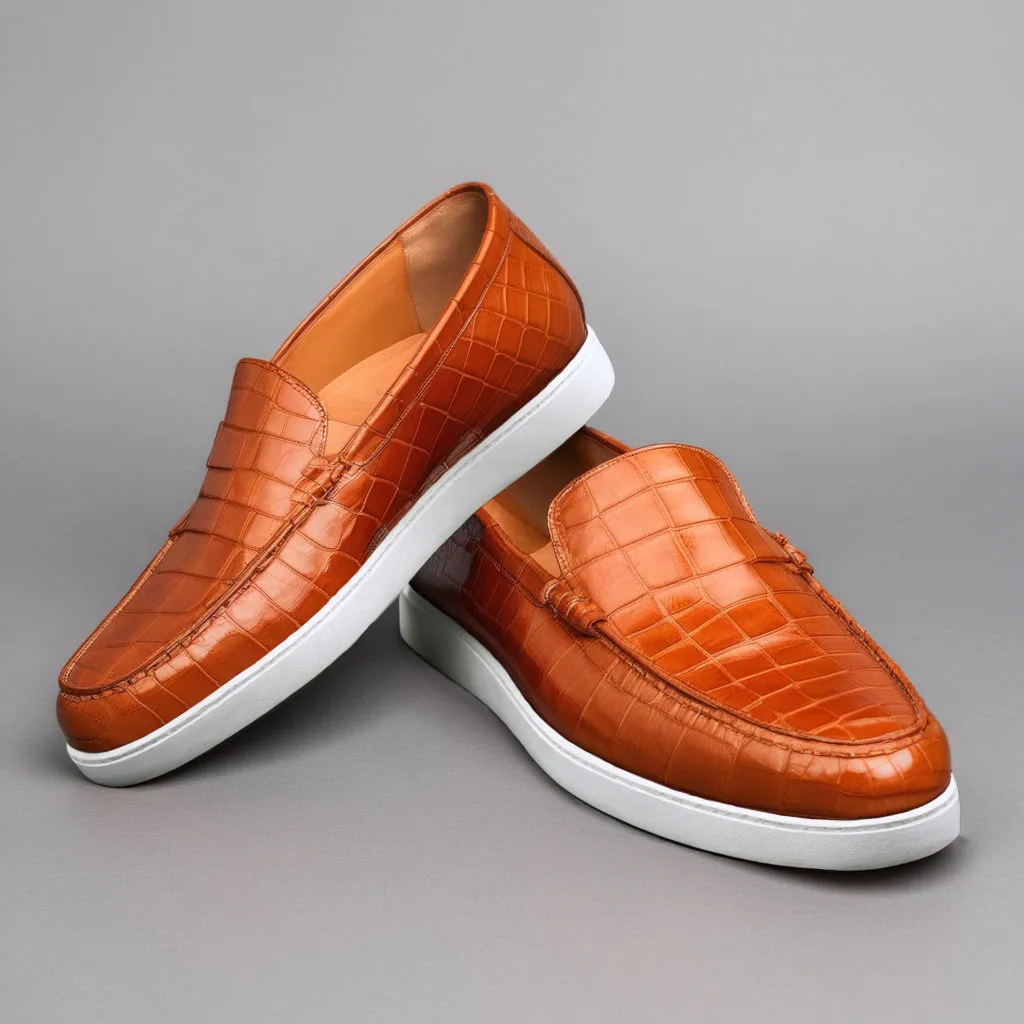 Tan Corc Print Leather Magnus Slip On Sneakers sold by Costoso Italiano
