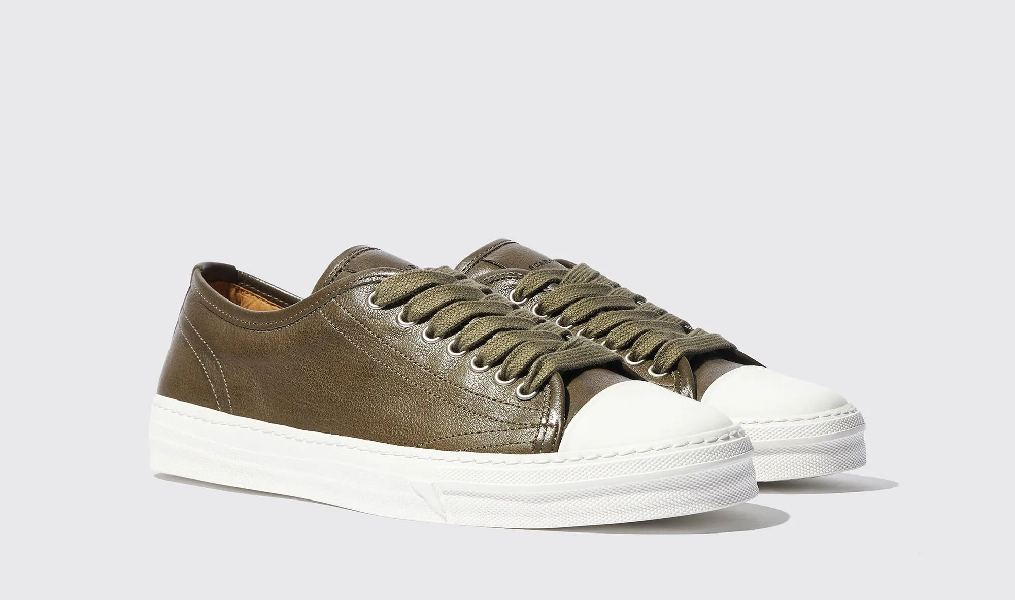 Green Leather Glide Gear Slipon Sneakers With White Sole sold by Costoso Italiano