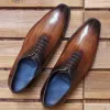 Height Increasing Tan Leather Geneva Whole Cut Oxfords - Formal Shoes sold by Costoso Italiano