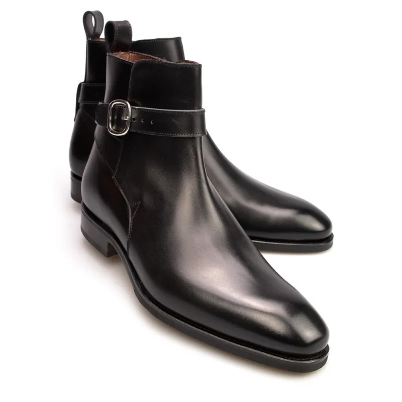 Height Increasing Black Leather Thesus Jodhpur Boots sold by Costoso Italiano