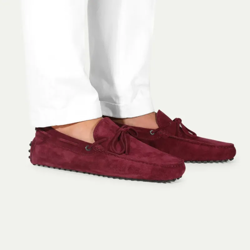 Wine Red Suede Ophelia Driving Loafers - AW24 sold by Costoso Italiano